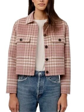 Rails Steffi Mauve Ivory Sepia Plaid Cropped Jacket Size XL EUC